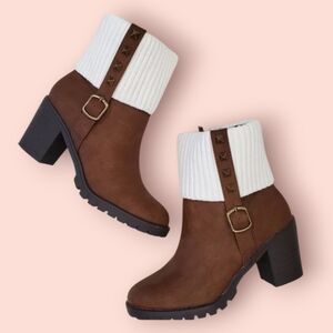 Secret celebrity jonelle brown sweater Cuff  chunky heel  boots